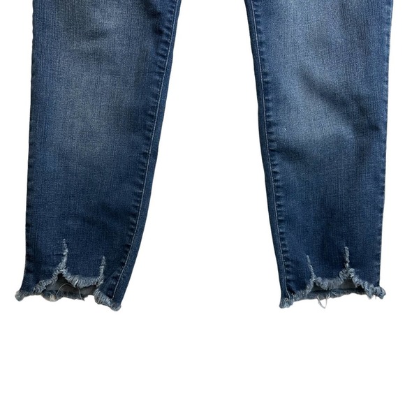 NINE WEST Jeans Women’s sz. 2 Blue Wash High-Rise Straight Ankle Raw Hem - Picture 2 of 6